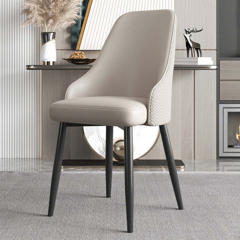 Modern Trapezoidal Leather Steel Dining Chair