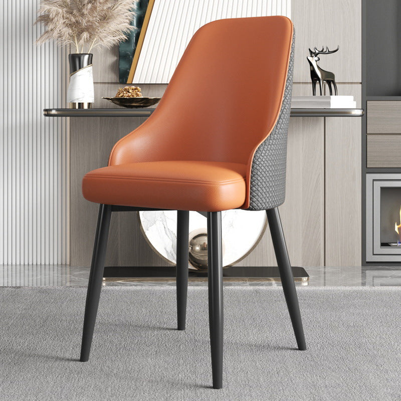 Modern Trapezoidal Leather Steel Dining Chair