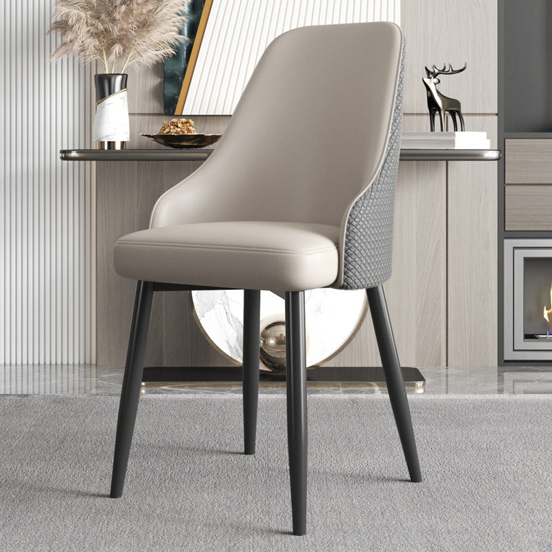Modern Trapezoidal Leather Steel Dining Chair