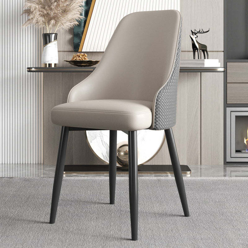 Modern Trapezoidal Leather Steel Dining Chair