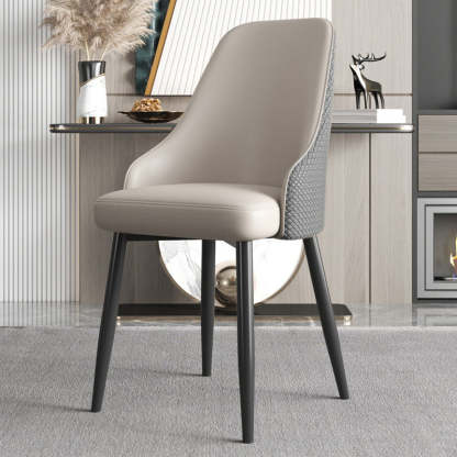 Modern Trapezoidal Leather Steel Dining Chair