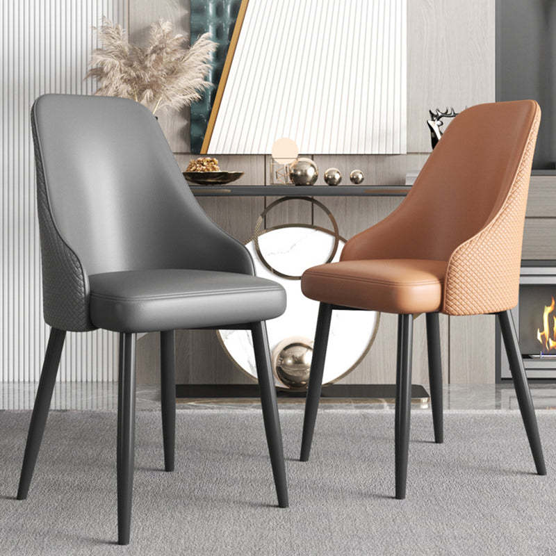 Modern Trapezoidal Leather Steel Dining Chair