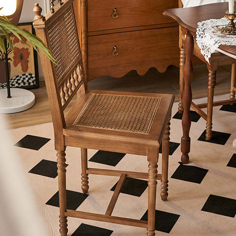 Vintage Solid Wood Rattan Dining Chair
