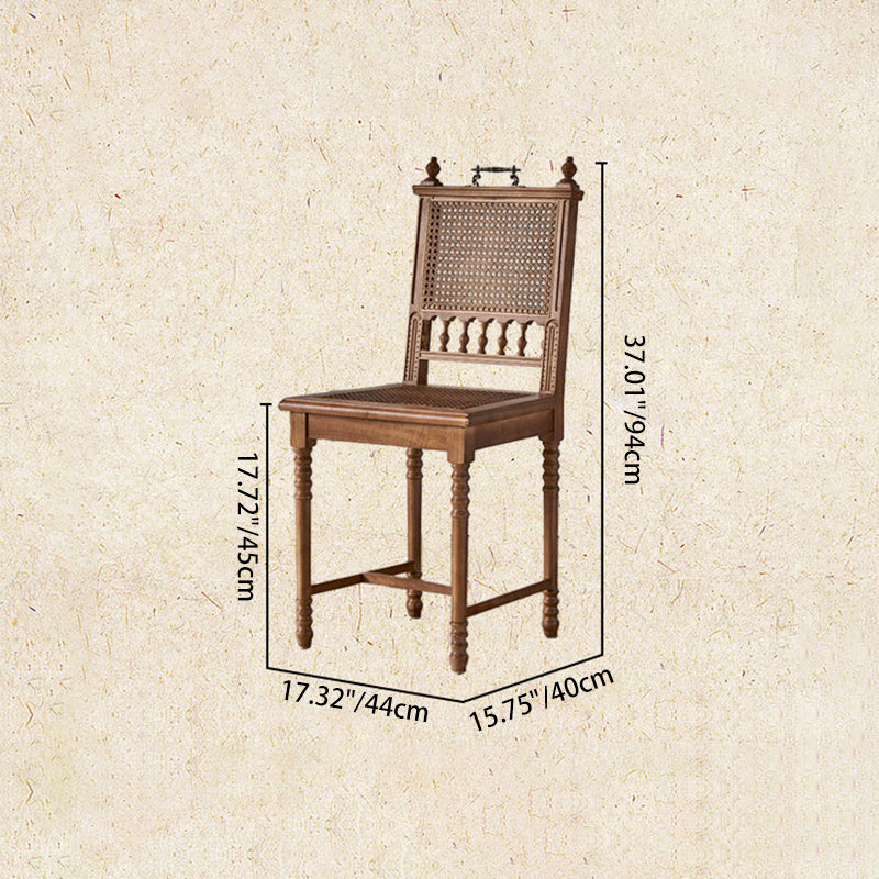 Vintage Solid Wood Rattan Dining Chair — D