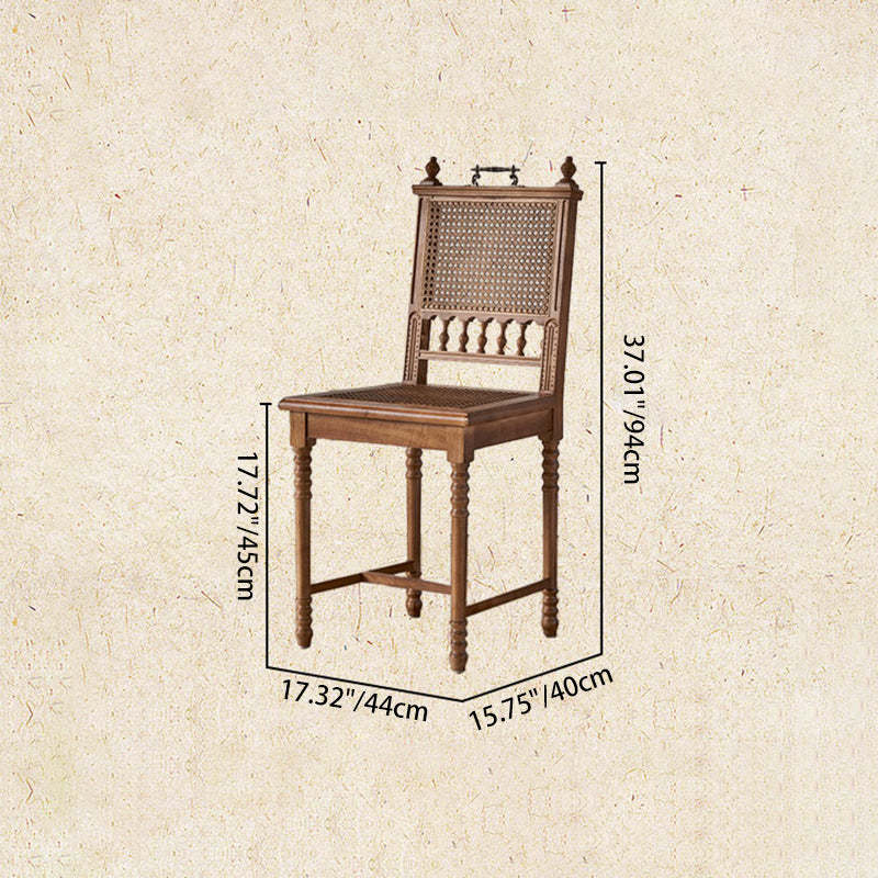 Vintage Solid Wood Rattan Dining Chair — D