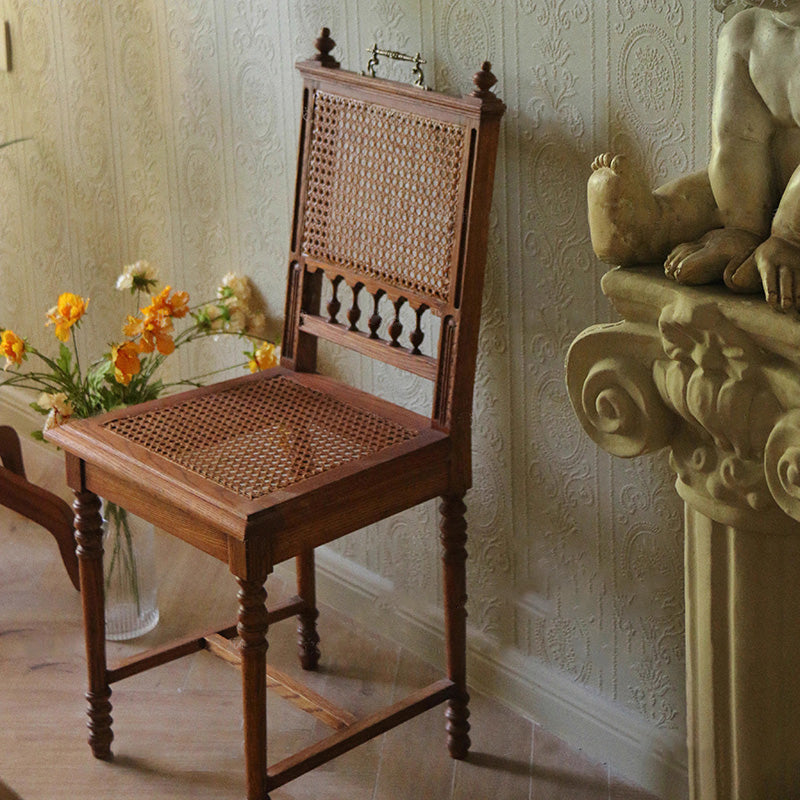 Vintage Solid Wood Rattan Dining Chair