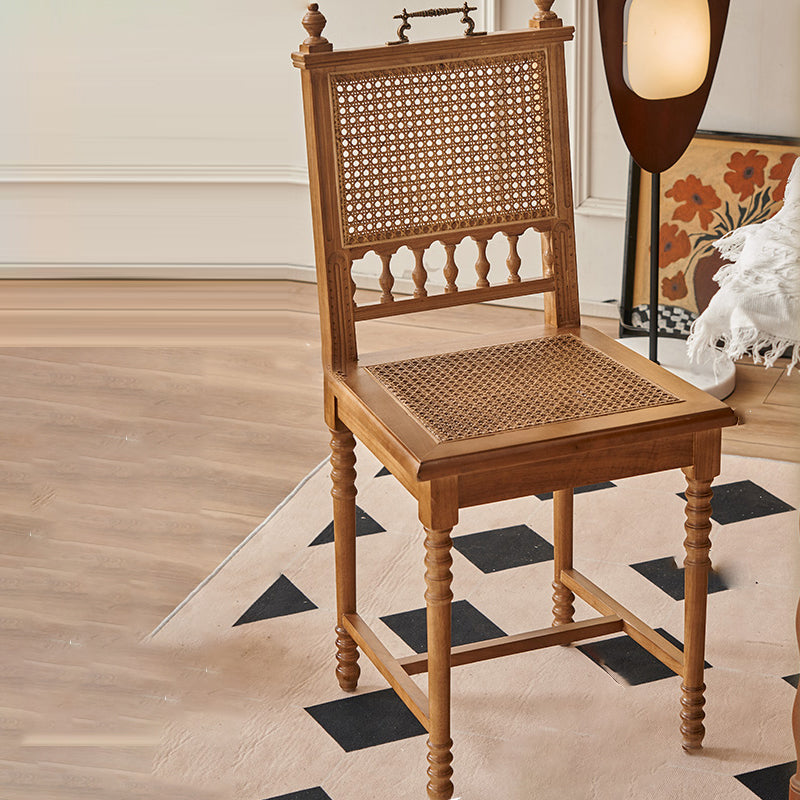 Vintage Solid Wood Rattan Dining Chair
