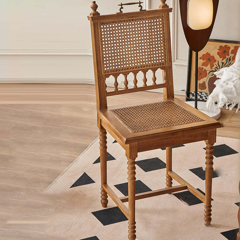 Vintage Solid Wood Rattan Dining Chair