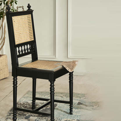 Vintage Solid Wood Rattan Dining Chair