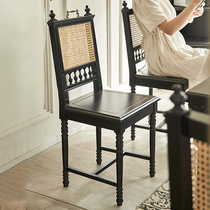 Vintage Solid Wood Rattan Dining Chair