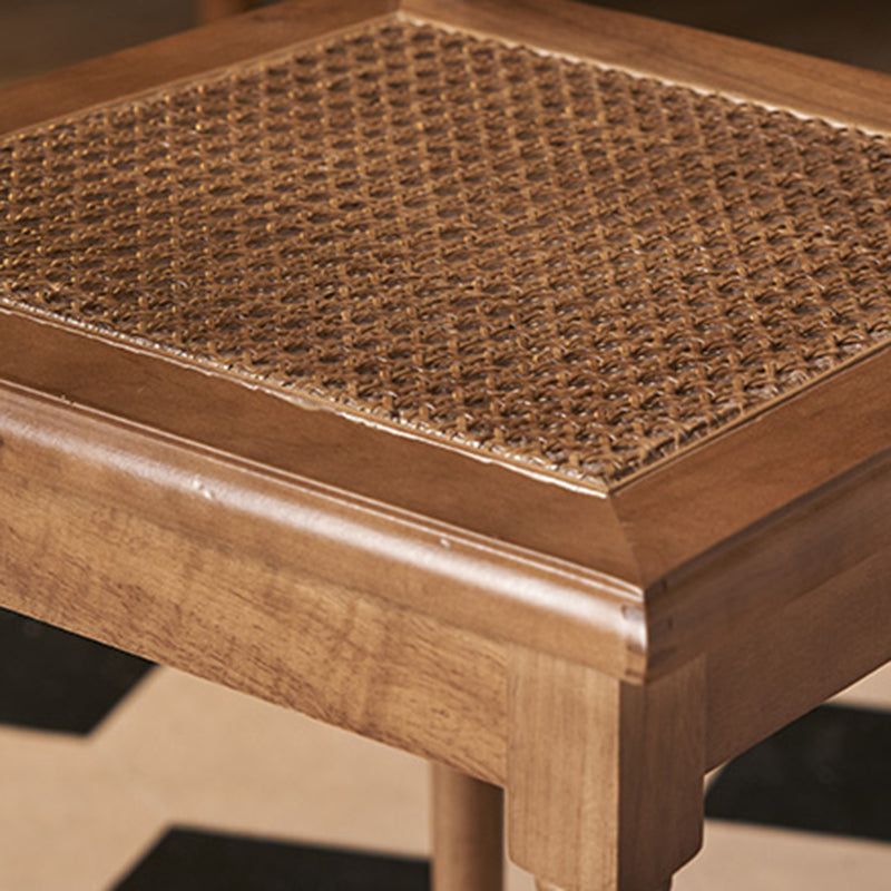 Vintage Solid Wood Rattan Dining Chair — E