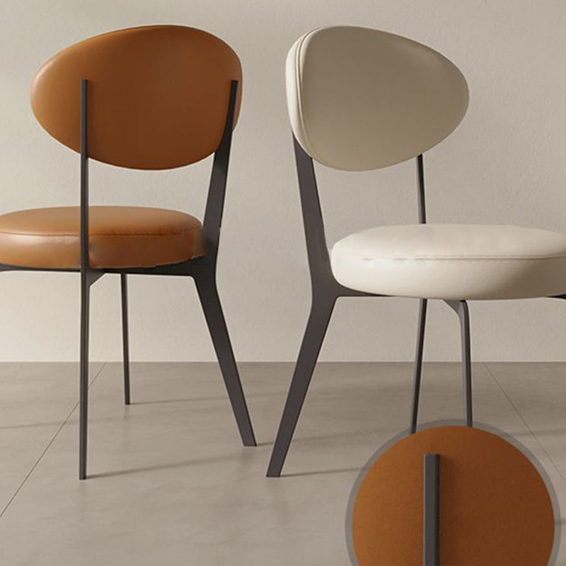 Minimalist Microfiber Leather Steel Dining Chair — White