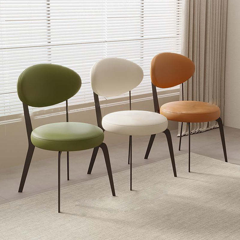 Minimalist Microfiber Leather Steel Dining Chair — Gray