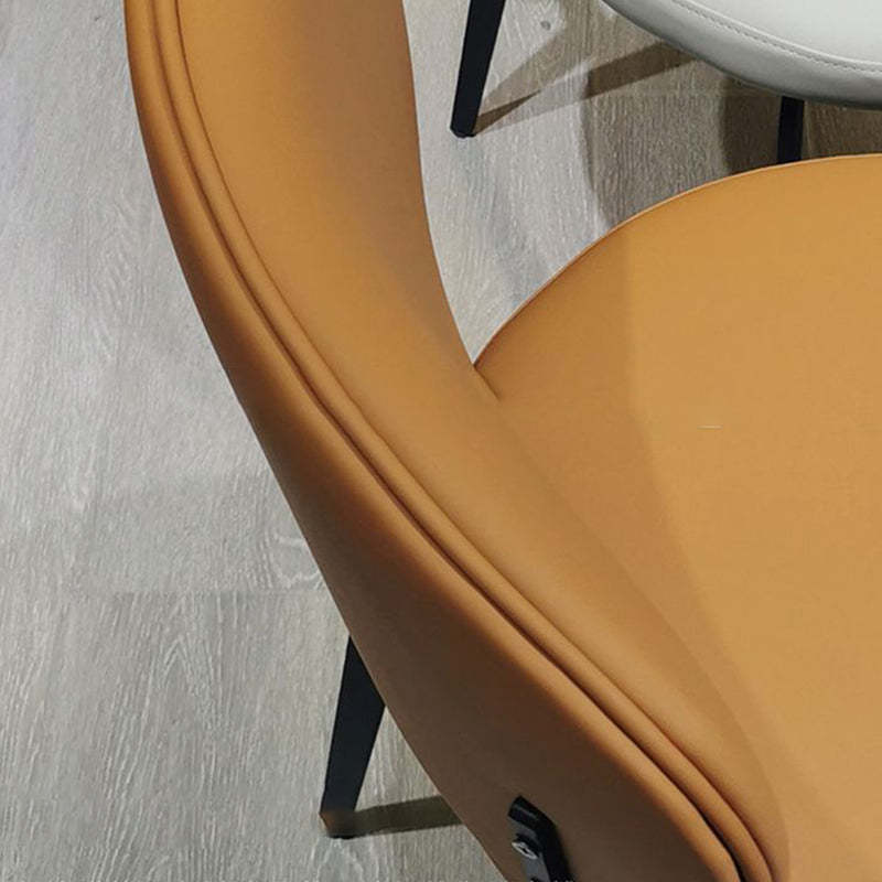 Minimalist Microfiber Leather Steel Dining Chair — Black