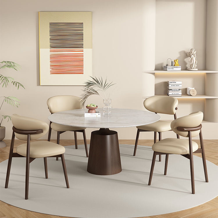 Scandinavian Oval Solid Wood Accent Chair — A - White