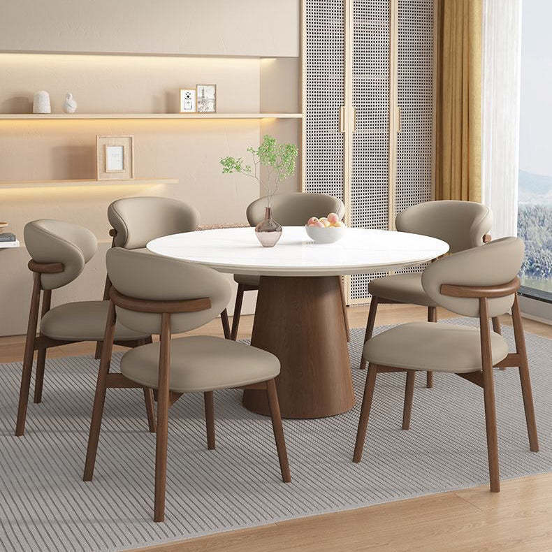 Scandinavian Oval Solid Wood Accent Chair — C - Khaki