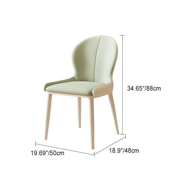 Scandinavian Napa Leather Steel Dining Chair — Gray