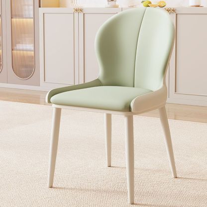 Nordic Curved Microfiber Leather Dining Chair — Light Green