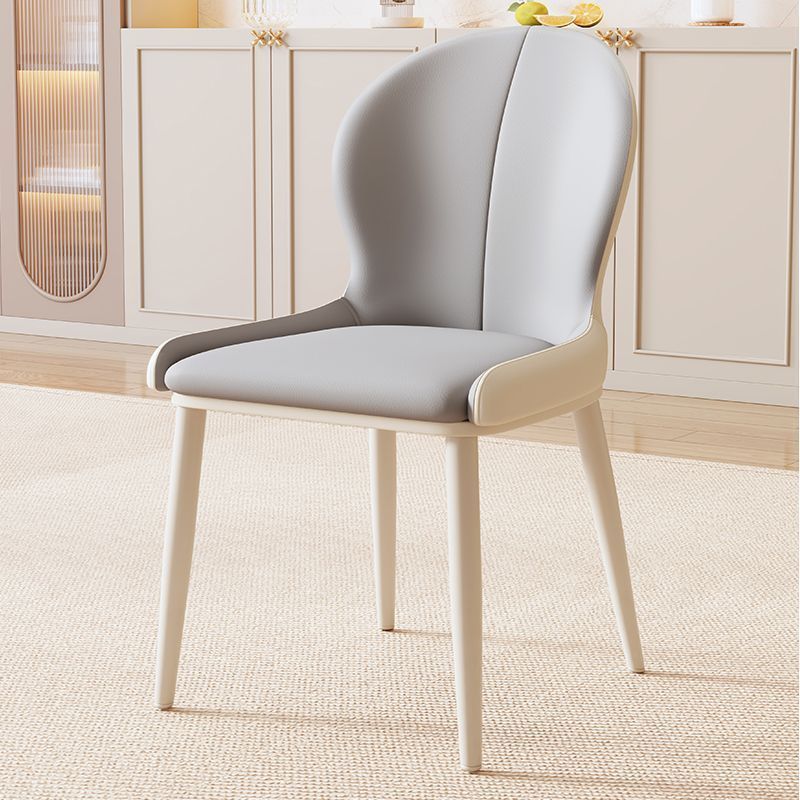 Nordic Curved Microfiber Leather Dining Chair — Pink