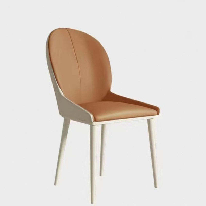 Scandinavian Napa Leather Steel Dining Chair