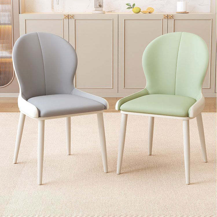 Scandinavian Napa Leather Steel Dining Chair — Dark Green
