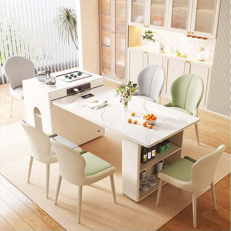 Scandinavian Napa Leather Steel Dining Chair — Light Green