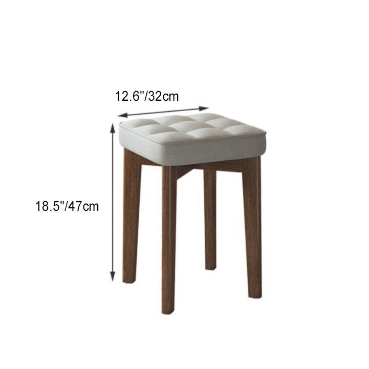 Minimalist Wood Leathaire Vanity Stool — Leathaire - Beige