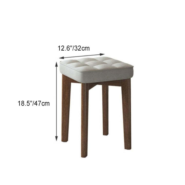 Minimalist Wood Leathaire Vanity Stool — Leathaire - Beige