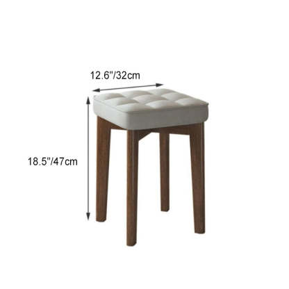 Minimalist Wood Leathaire Vanity Stool — Leathaire - Beige