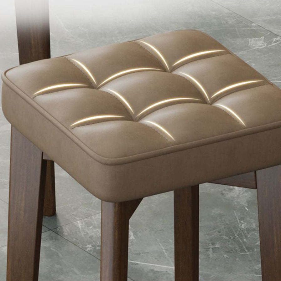 Minimalist Wood Leathaire Vanity Stool — Leathaire - Dark Green