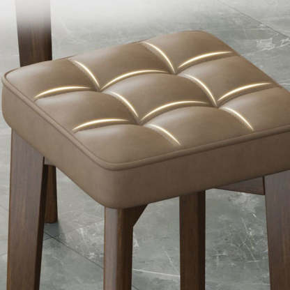 Minimalist Wood Leathaire Vanity Stool — Leathaire - Dark Green