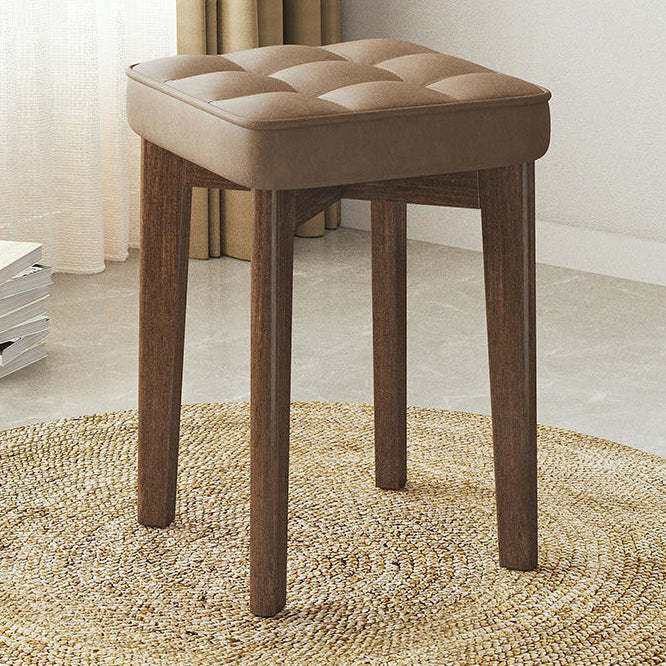Minimalist Wood Leathaire Vanity Stool