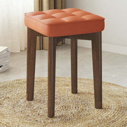 Minimalist Wood Leathaire Vanity Stool