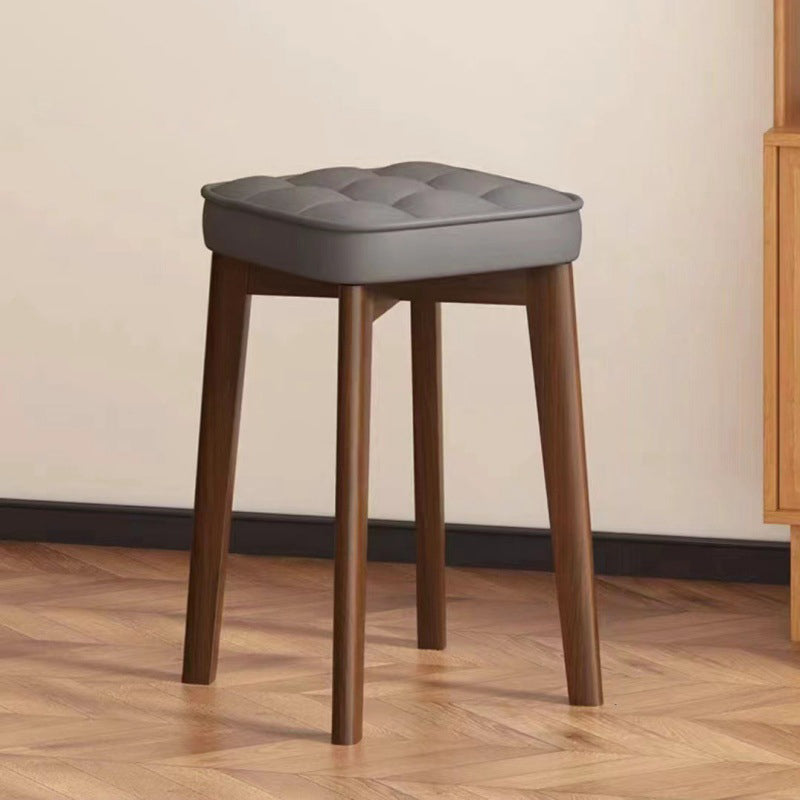 Minimalist Wood Leathaire Vanity Stool