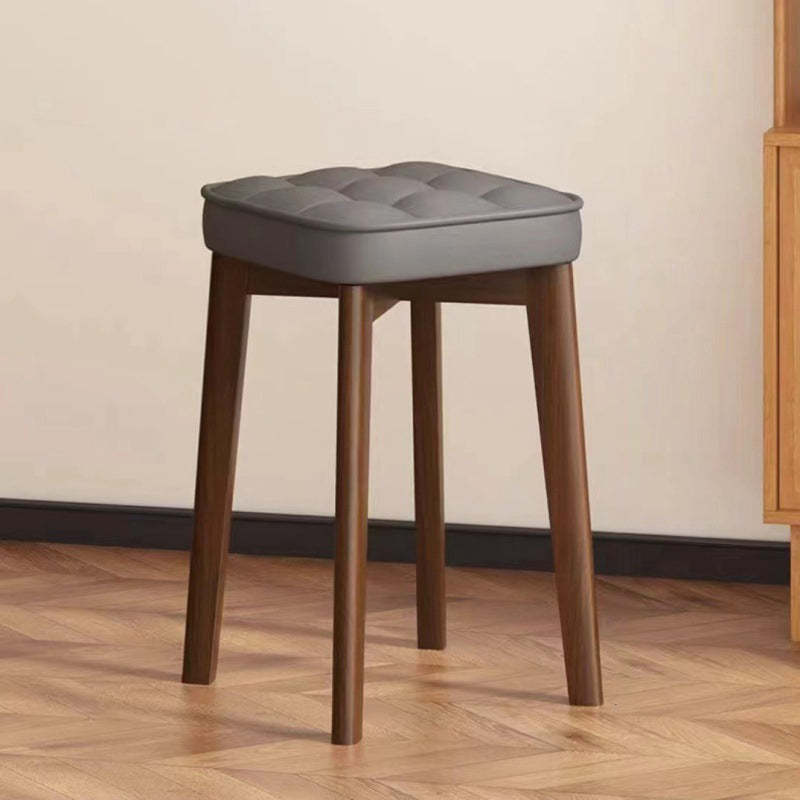 Minimalist Wood Leathaire Vanity Stool