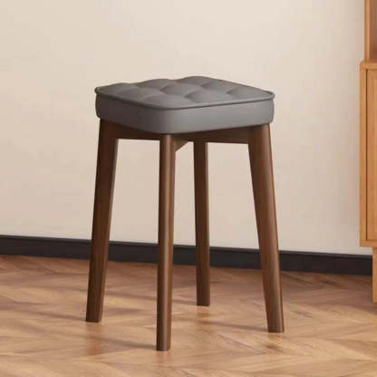 Minimalist Wood Leathaire Vanity Stool