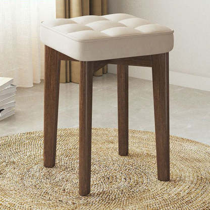 Minimalist Wood Leathaire Vanity Stool