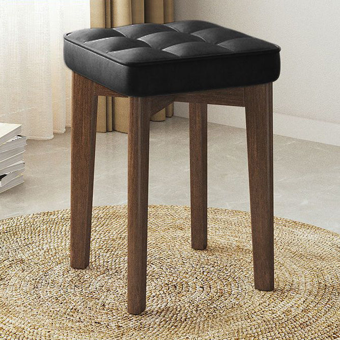 Minimalist Wood Leathaire Vanity Stool
