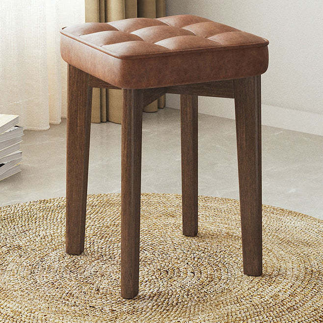 Minimalist Wood Leathaire Vanity Stool