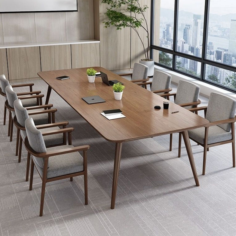 Modern Cushion Wood Dining Chair — Walnut Color