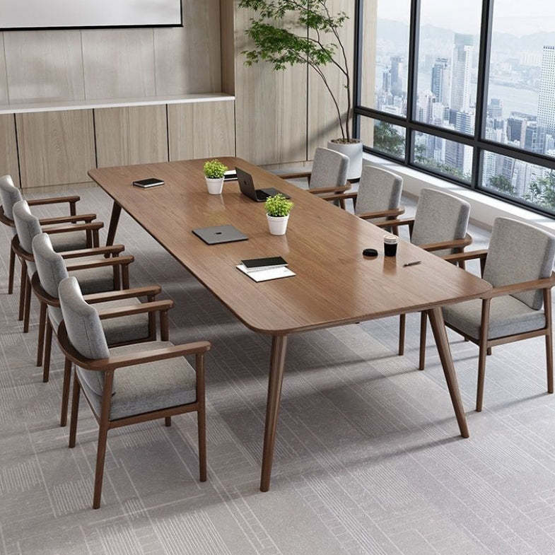 Modern Cushion Wood Dining Chair — Walnut Color