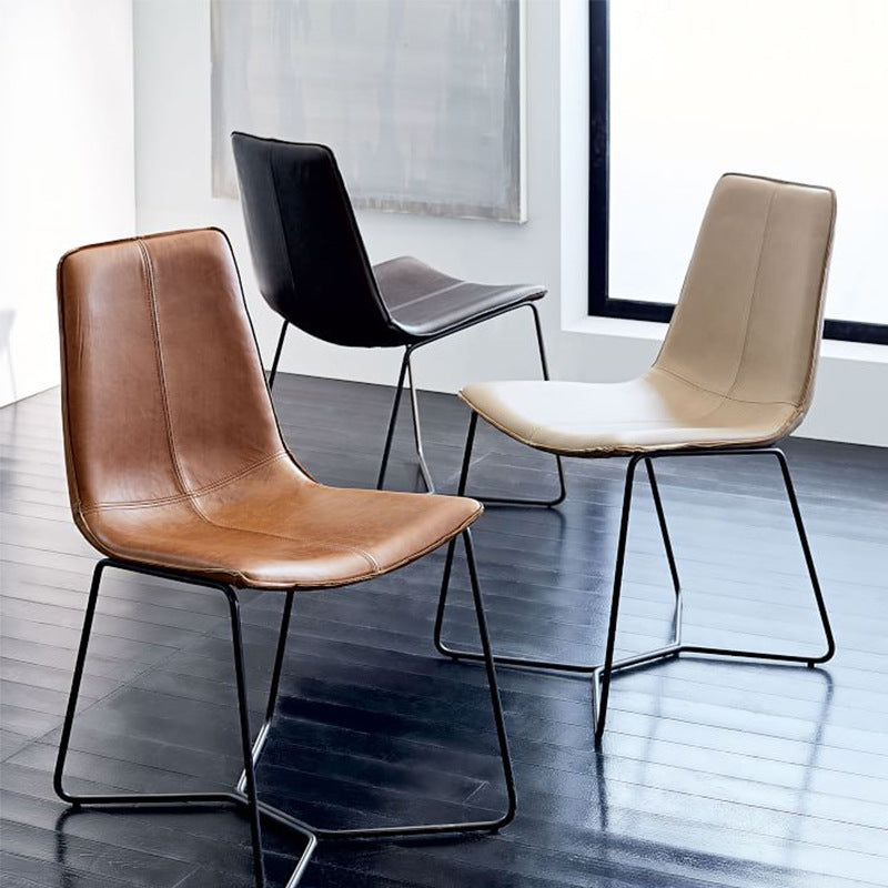 Scandinavian Leather Steel Dining Chair - Dbe