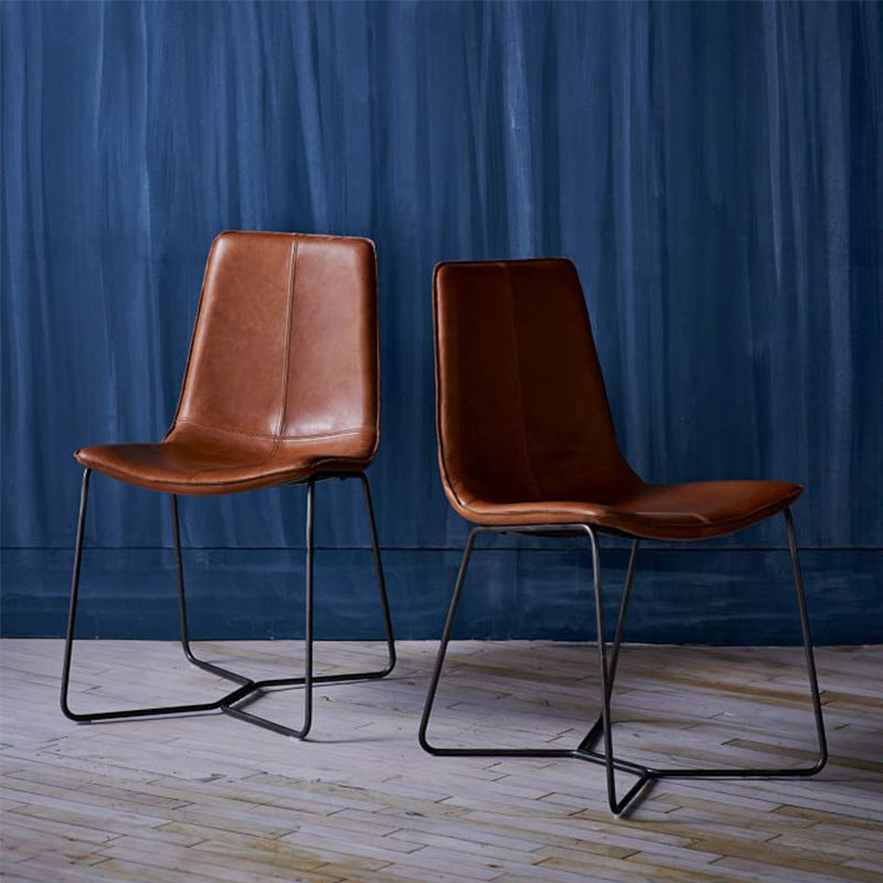 Scandinavian Leather Steel Dining Chair
