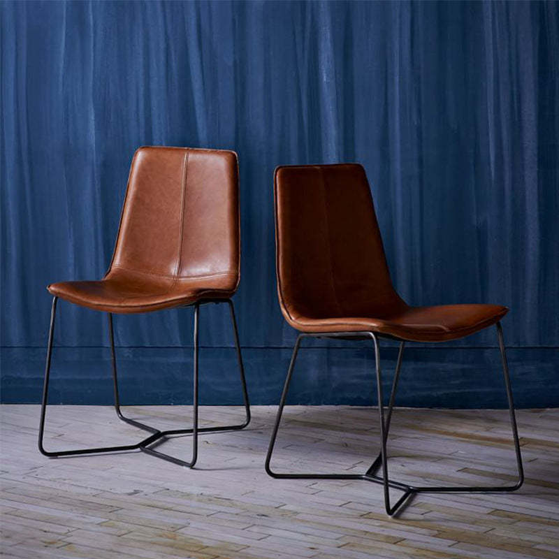 Scandinavian Leather Steel Dining Chair