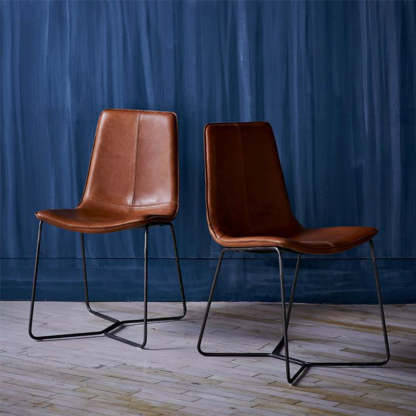 Scandinavian Leather Steel Dining Chair