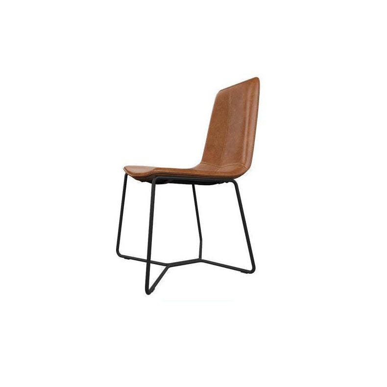 Scandinavian Leather Steel Dining Chair