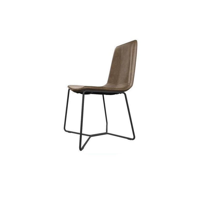 Scandinavian Leather Steel Dining Chair