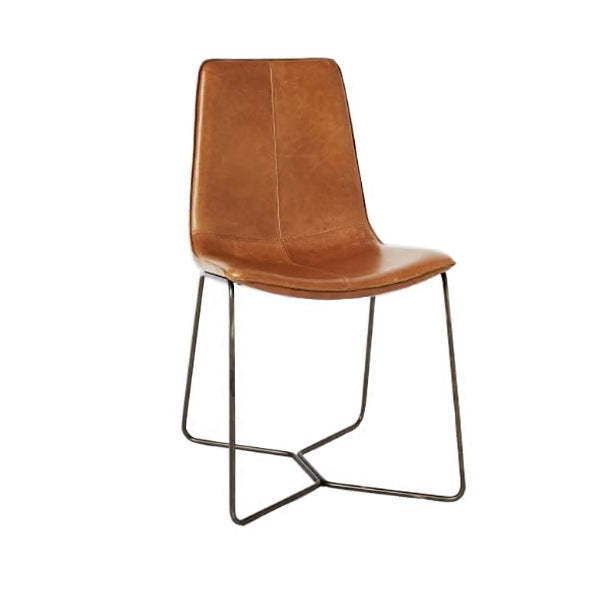 Scandinavian Leather Steel Dining Chair
