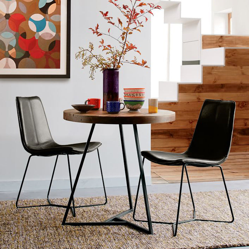 Scandinavian Leather Steel Dining Chair