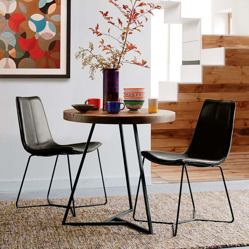 Scandinavian Leather Steel Dining Chair